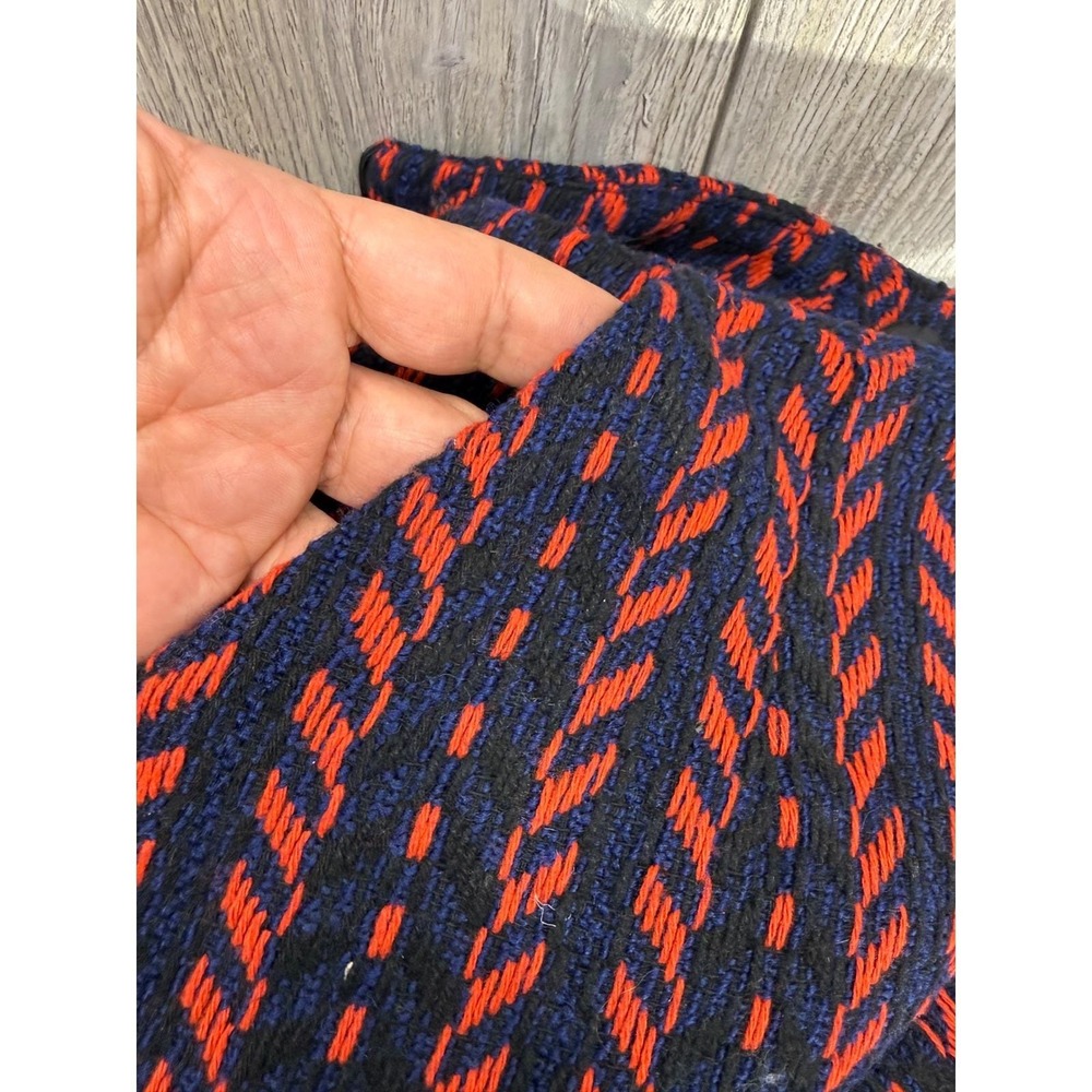 Gracia Textured Knit Mini Skirt Orange Navy Blue Chevron Pencil Skirt Lined - Picture 12 of 14
